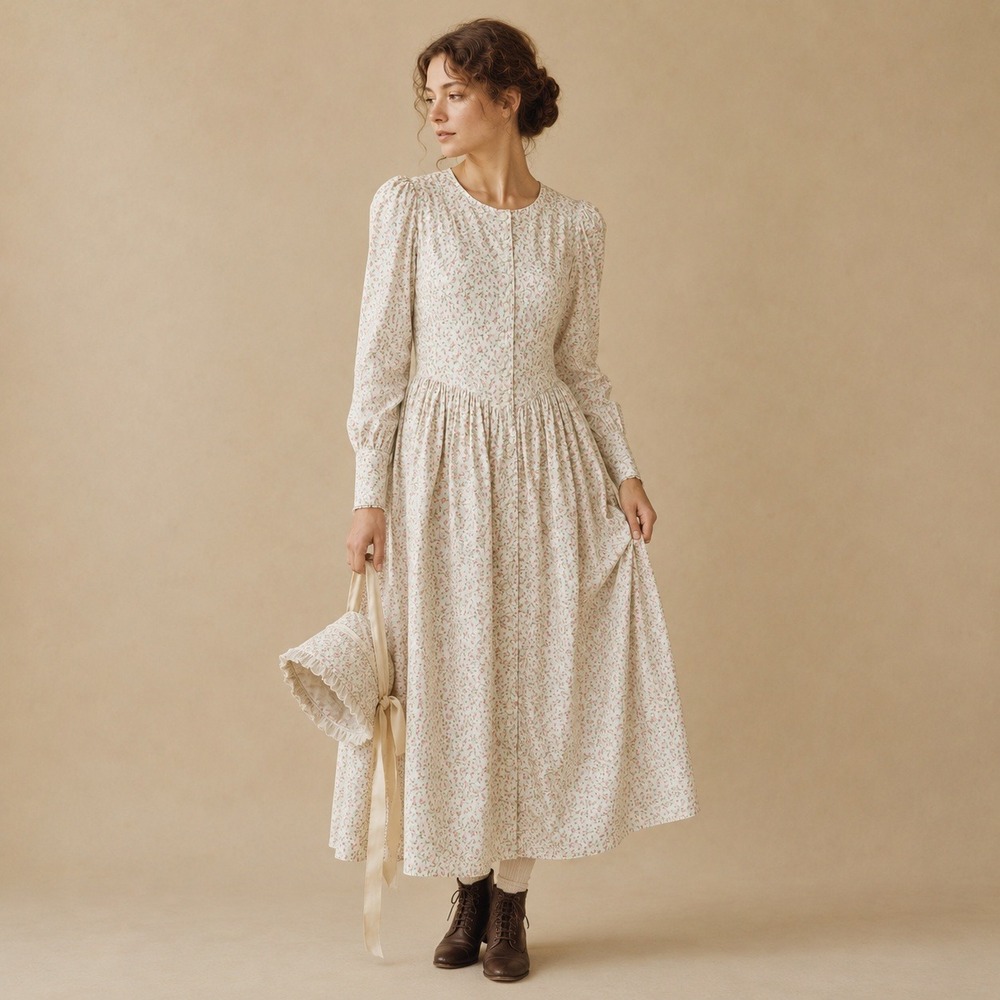 Wild West Mercantile Prairie Dress S Civil War Reenactment Pioneer Floral Cotton